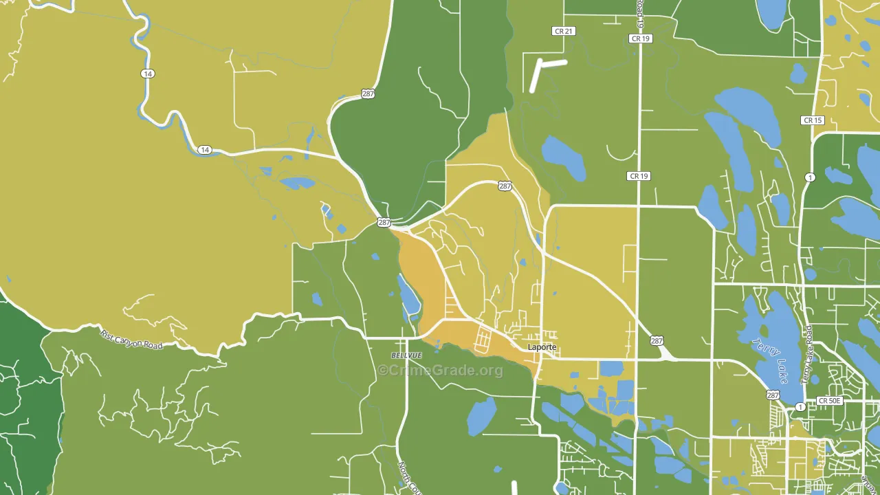 Laporte, CO Map of Vehicle Theft Rates