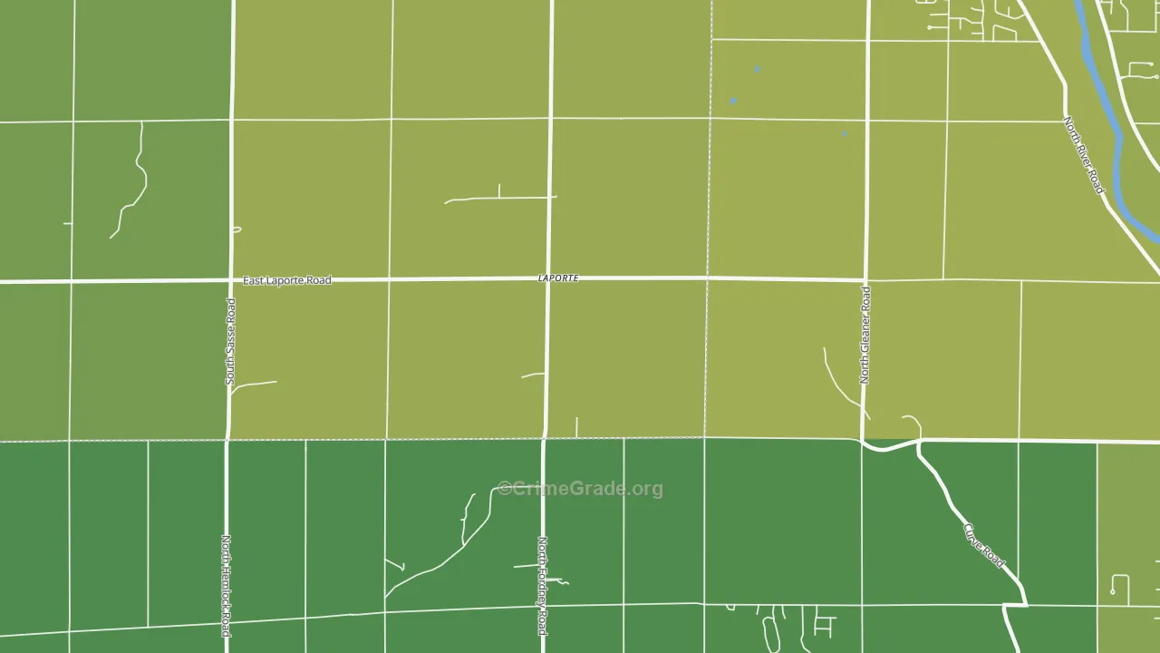 Laporte, MI Map of Vehicle Theft Rates