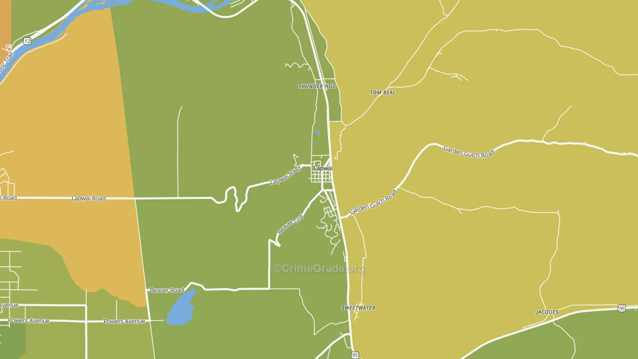 Lapwai, ID Map of Vehicle Theft Rates