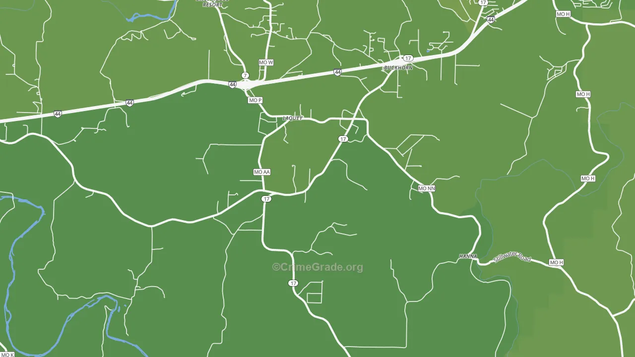 Laquey, MO Map of Vehicle Theft Rates