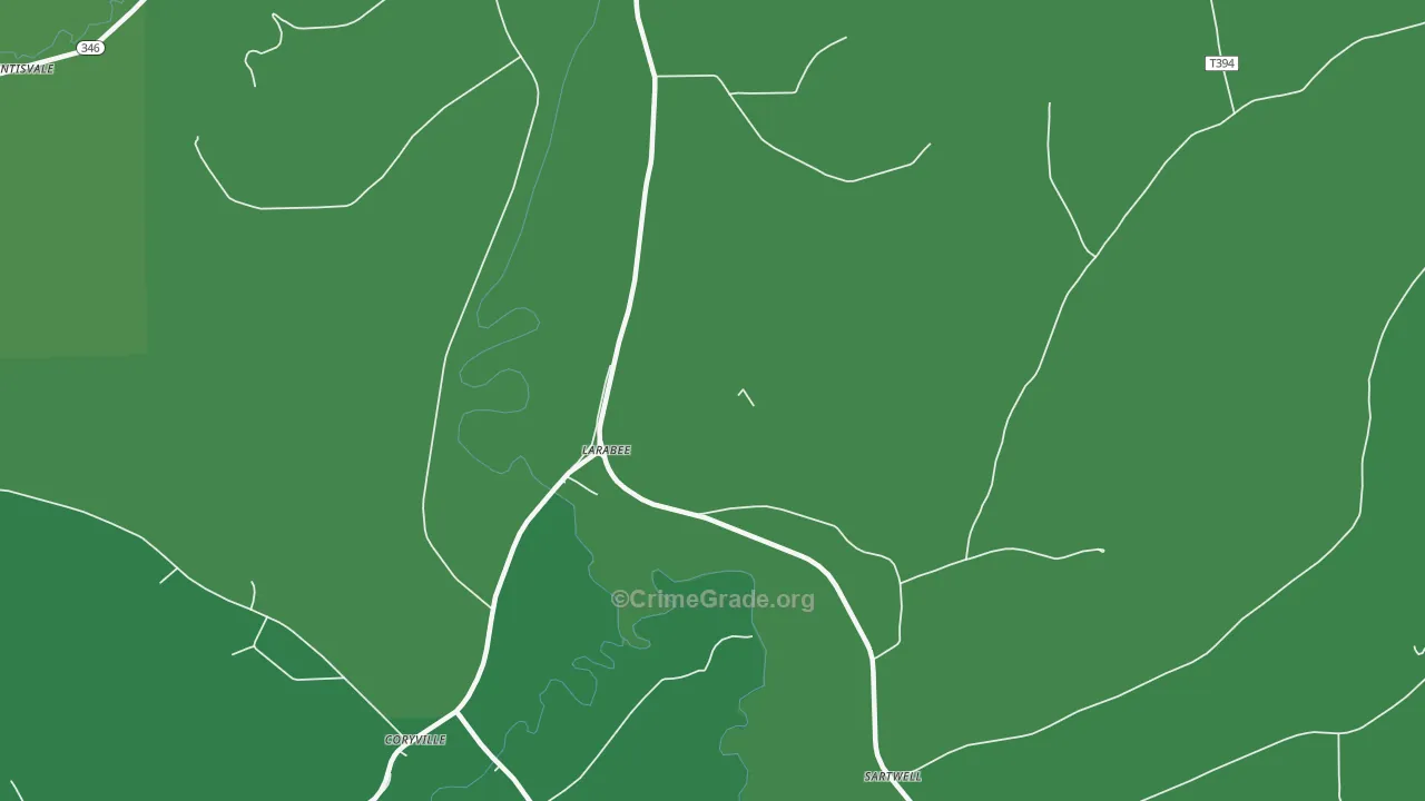 Larabee, PA Map of Vehicle Theft Rates