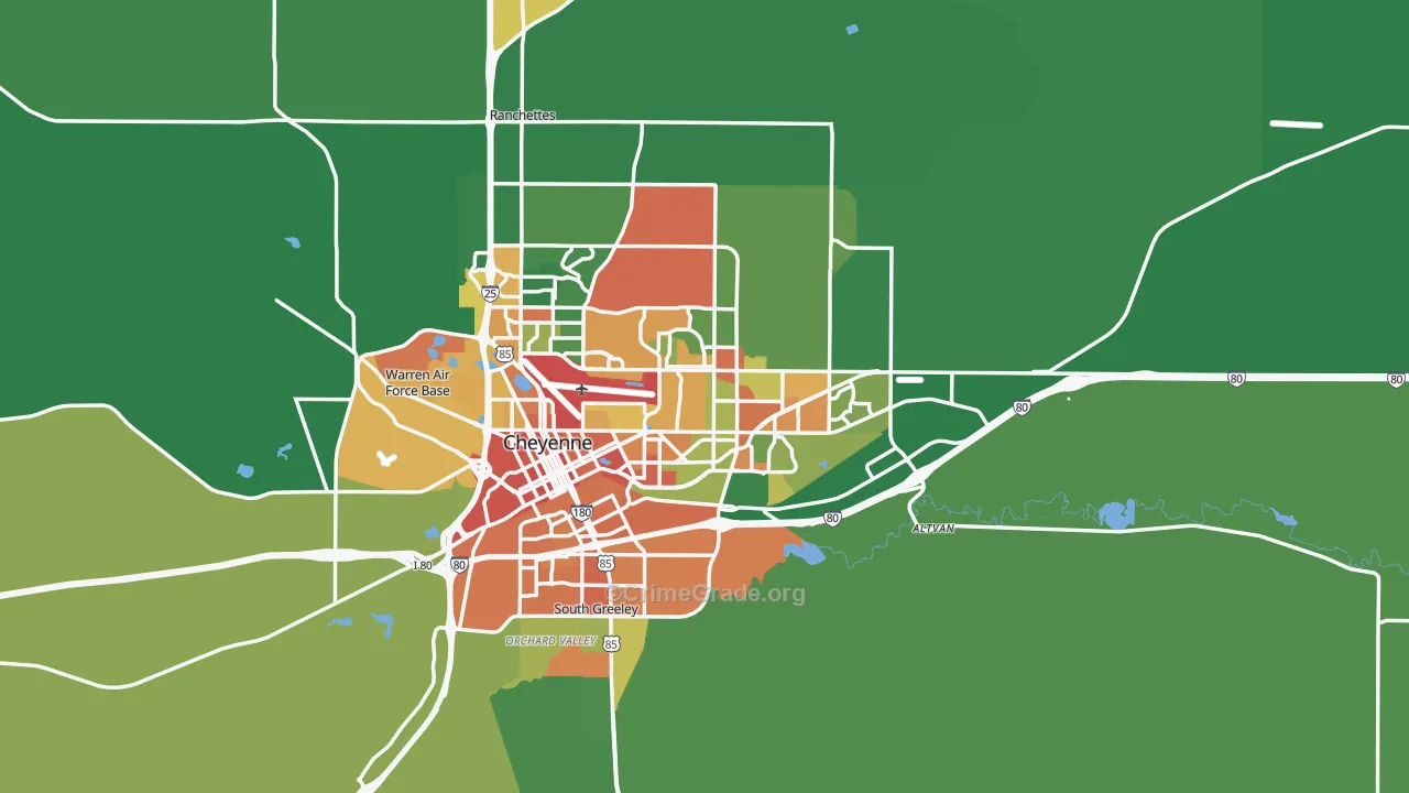Laramie County, WY Map of Vehicle Theft Rates
