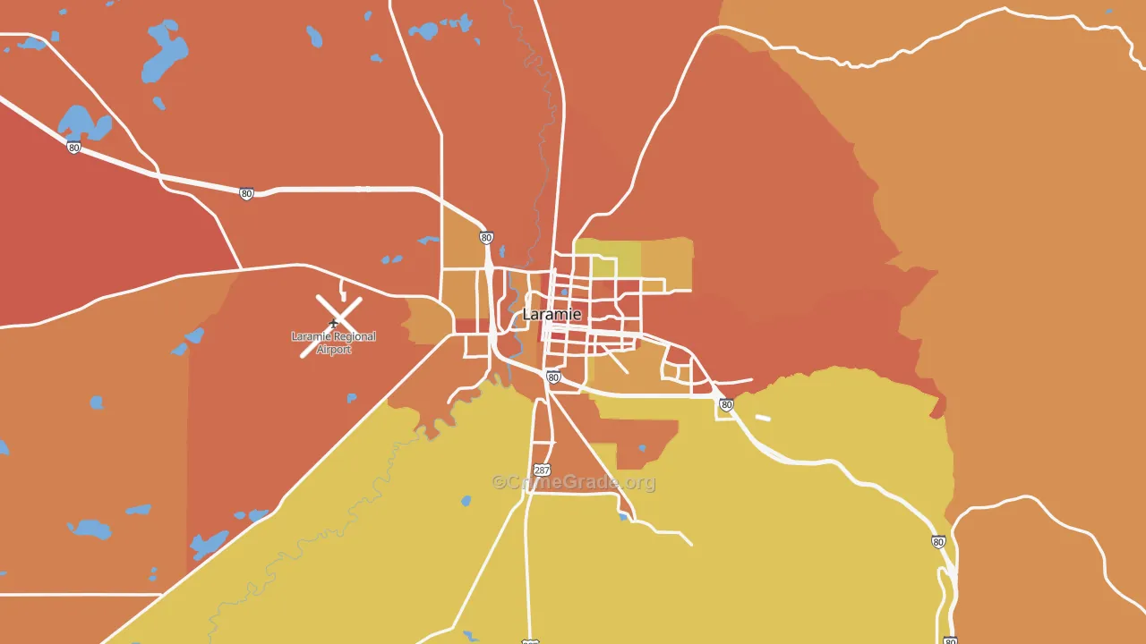 Laramie, WY Map of Vehicle Theft Rates