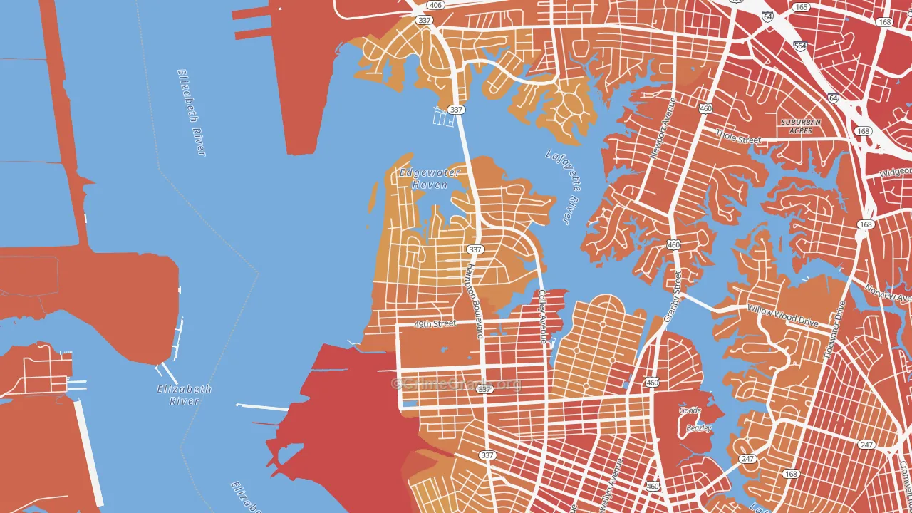 Larchmont-Edgewater, Norfolk, VA Map of Vehicle Theft Rates