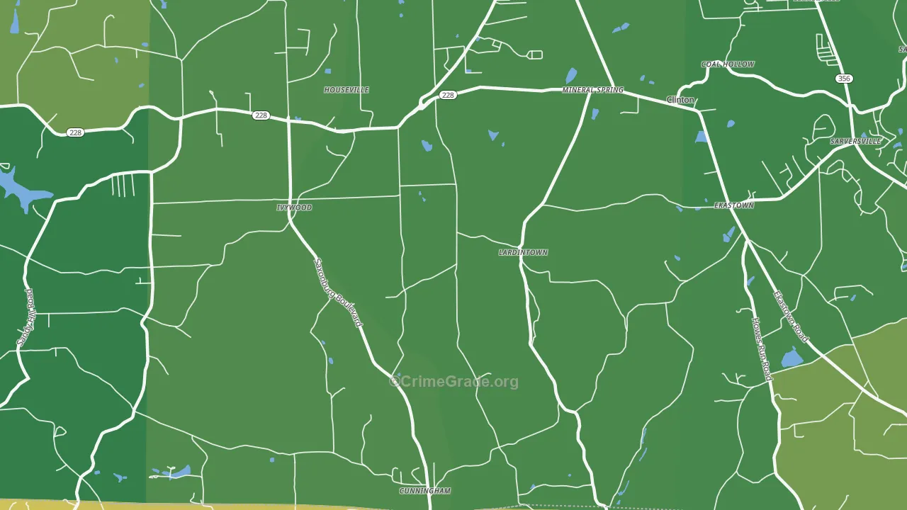 Lardintown, PA Map of Vehicle Theft Rates