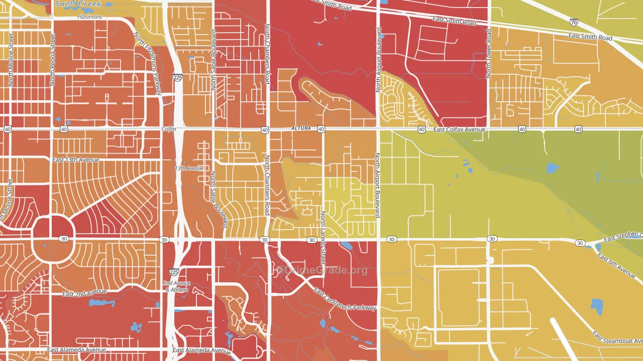 Laredo Highline, Aurora, CO Map of Vehicle Theft Rates