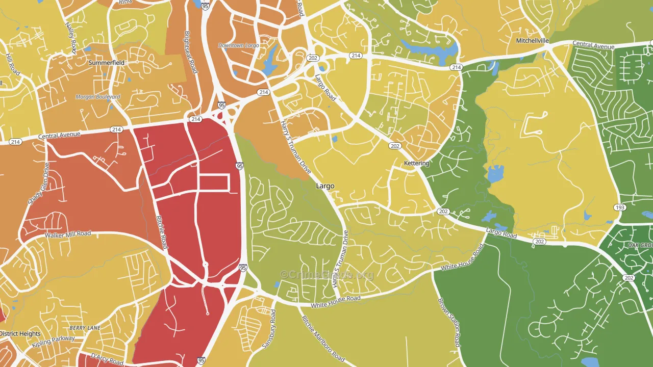 Largo, MD Map of Vehicle Theft Rates