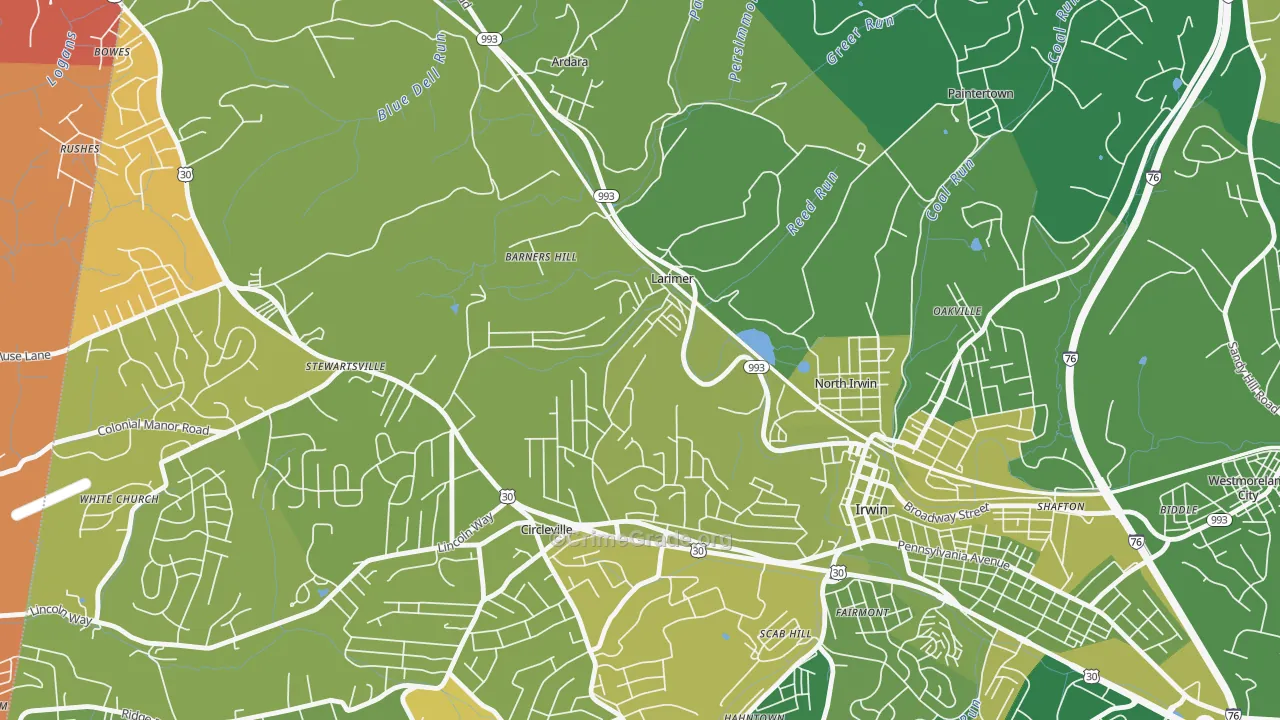 Larimer, PA Map of Vehicle Theft Rates