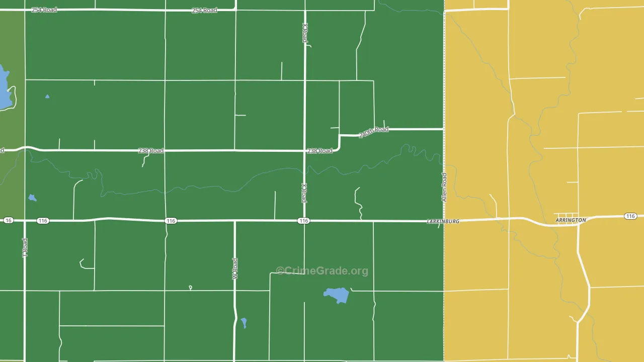 Larkinburg, KS Map of Vehicle Theft Rates