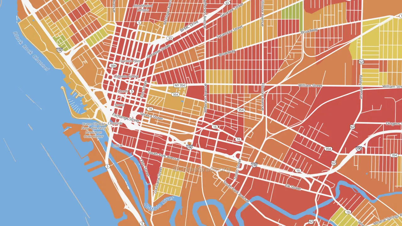 Larkinville, Buffalo, NY Map of Vehicle Theft Rates