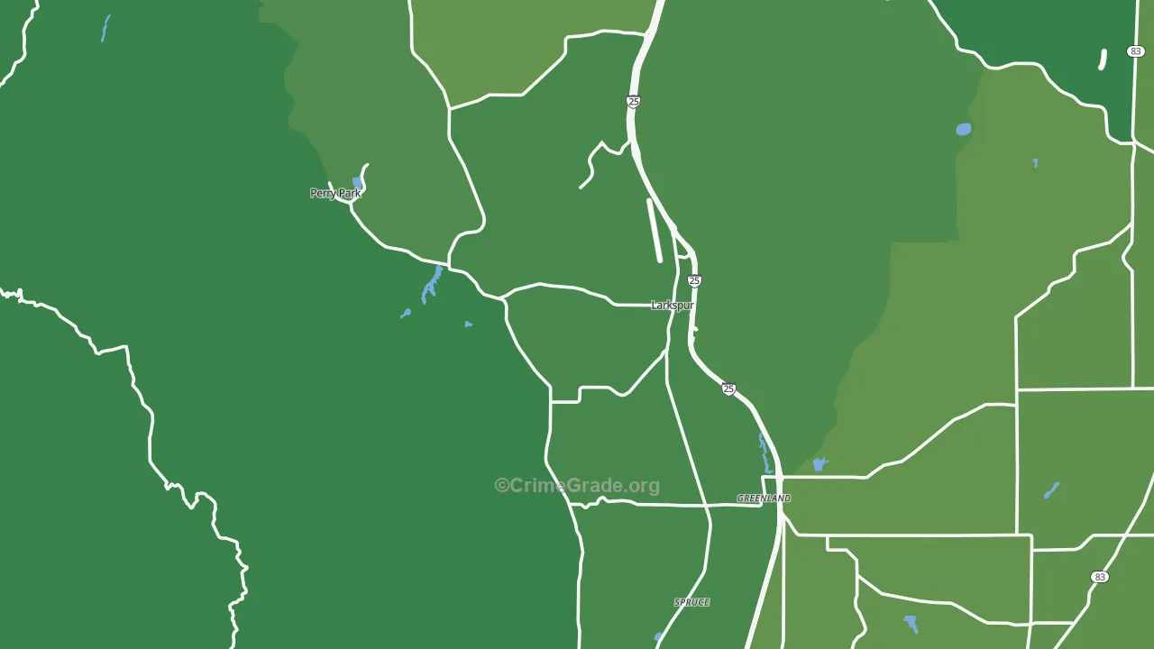 Larkspur, CO Map of Vehicle Theft Rates