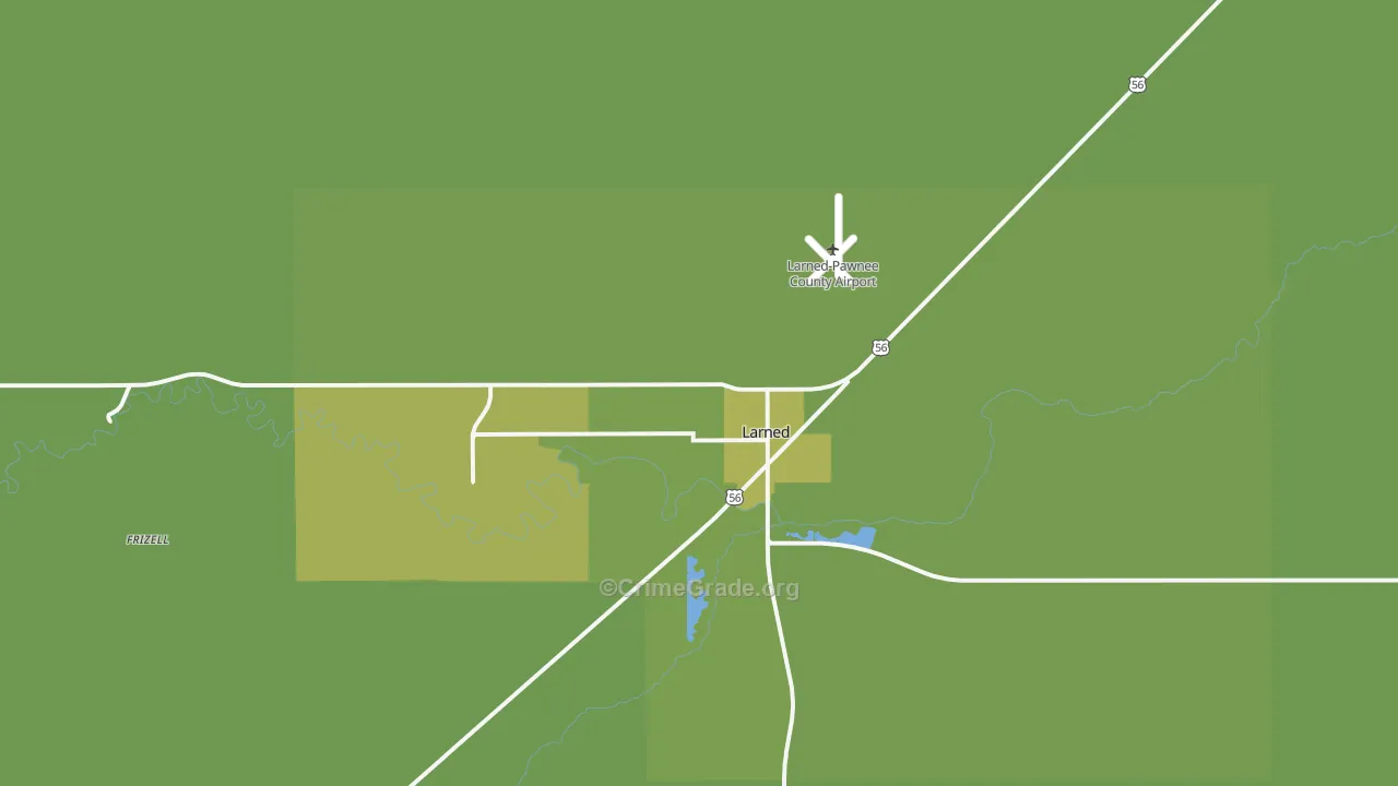 Larned, KS Map of Vehicle Theft Rates