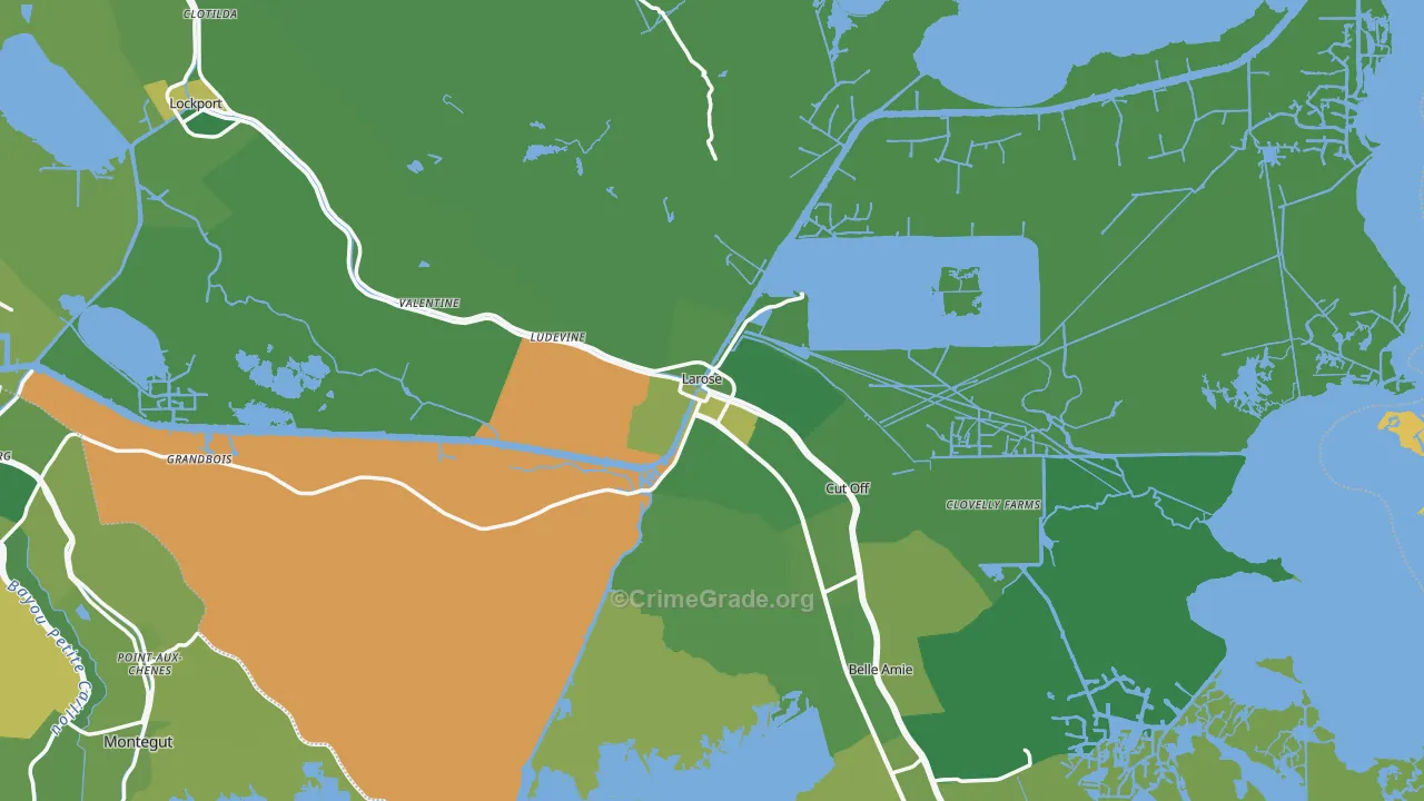 Larose, LA Map of Vehicle Theft Rates