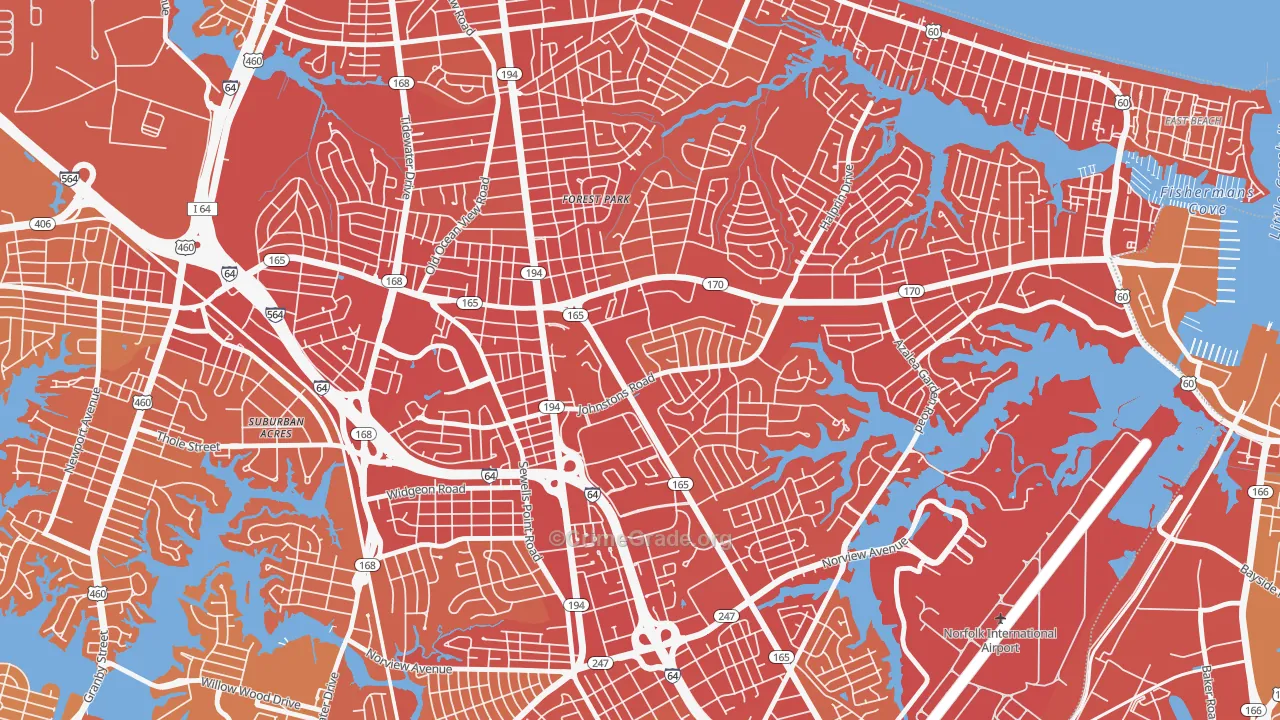 Larrymore Lawns, Norfolk, VA Map of Vehicle Theft Rates