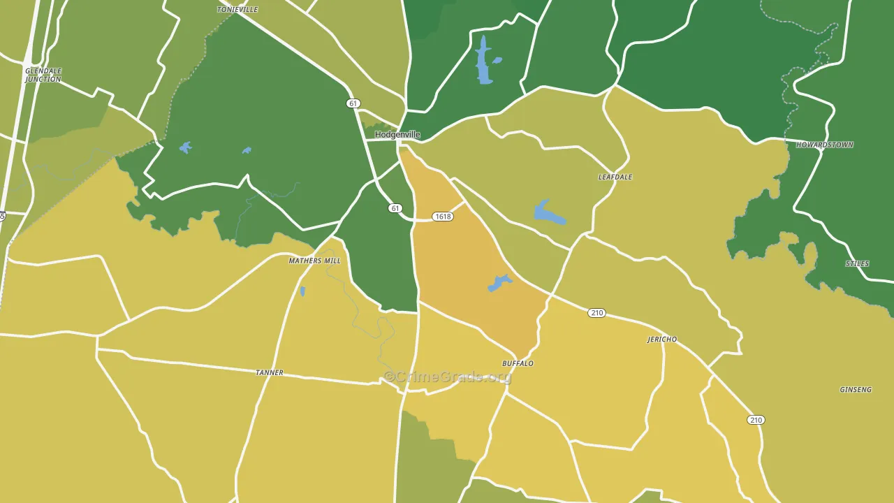 Larue County, KY Map of Vehicle Theft Rates