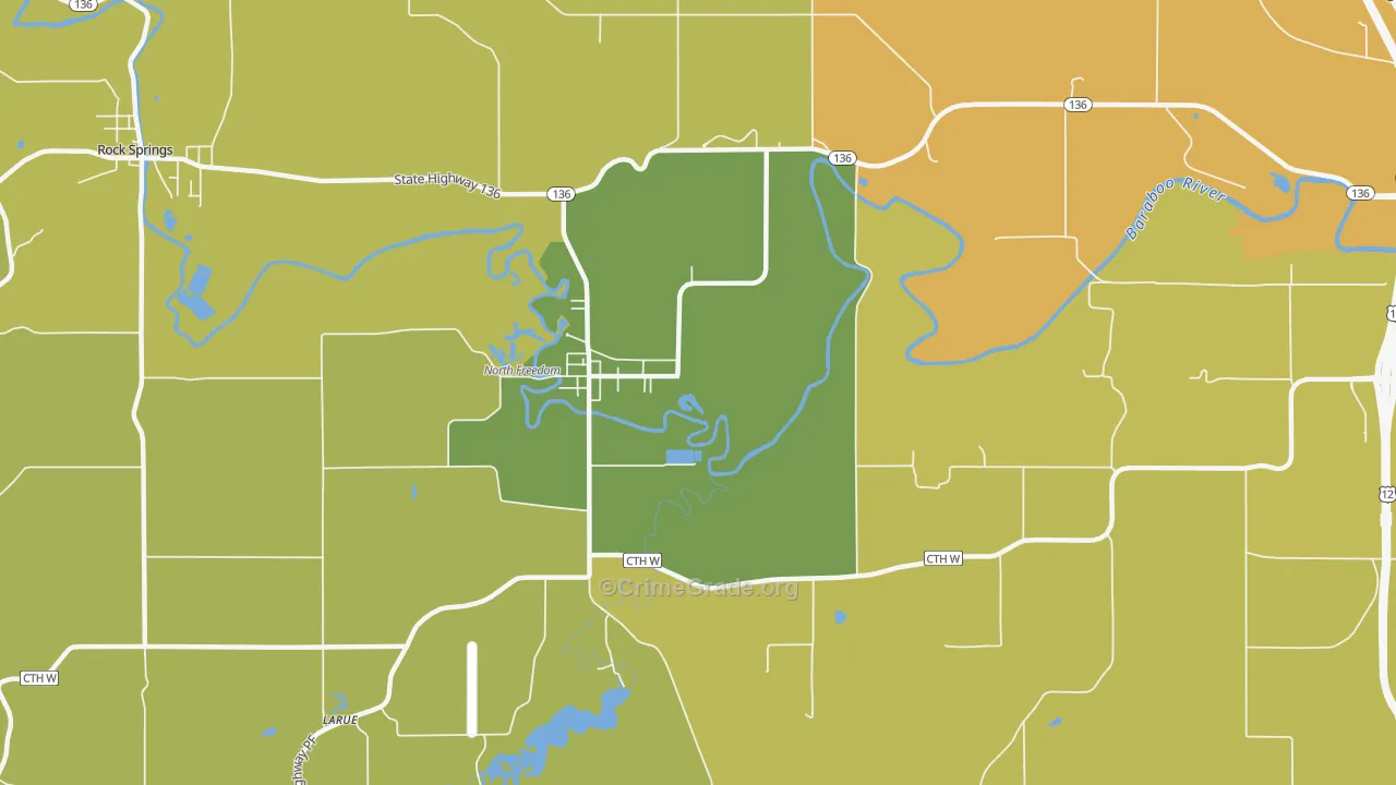 LaRue, WI Map of Vehicle Theft Rates