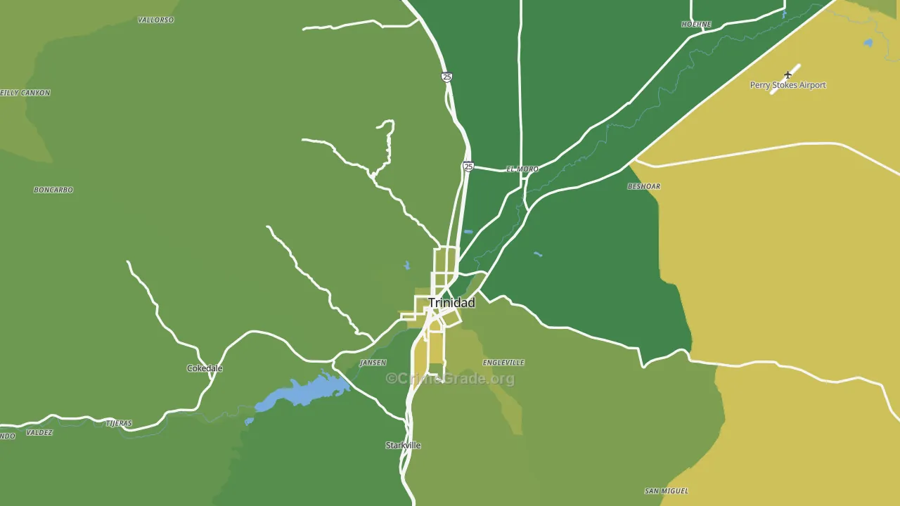 Las Animas County, CO Map of Vehicle Theft Rates