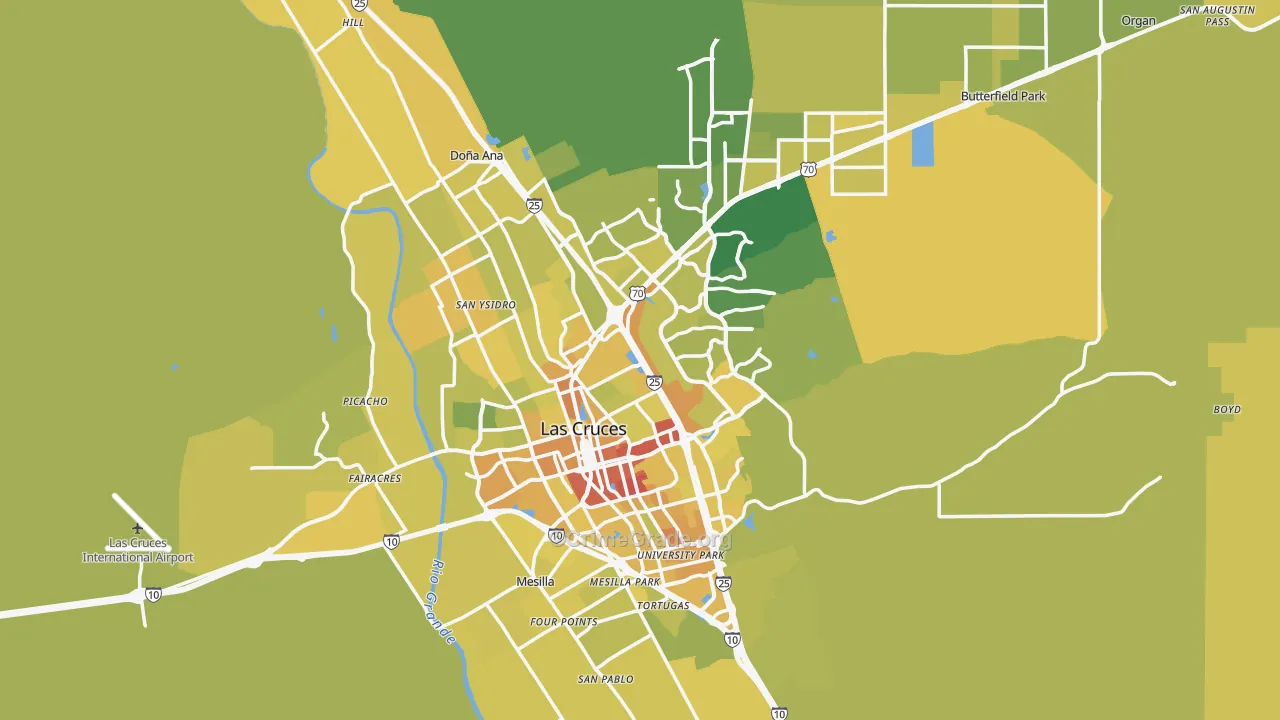 Las Cruces, NM Map of Vehicle Theft Rates