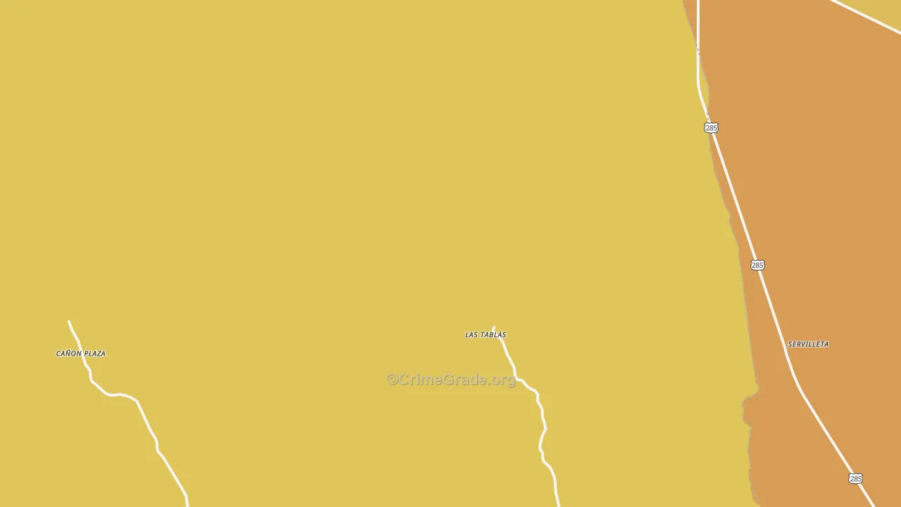 Las Tablas, NM Map of Vehicle Theft Rates