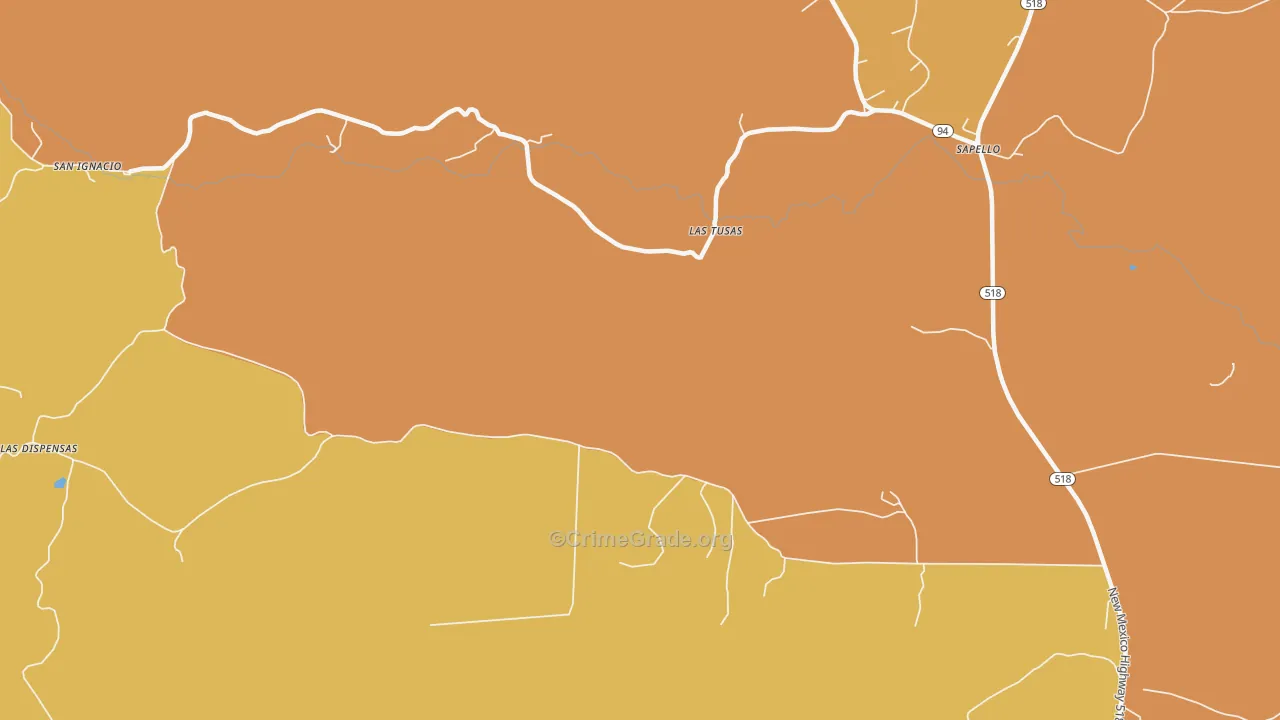 Las Tusas, NM Map of Vehicle Theft Rates