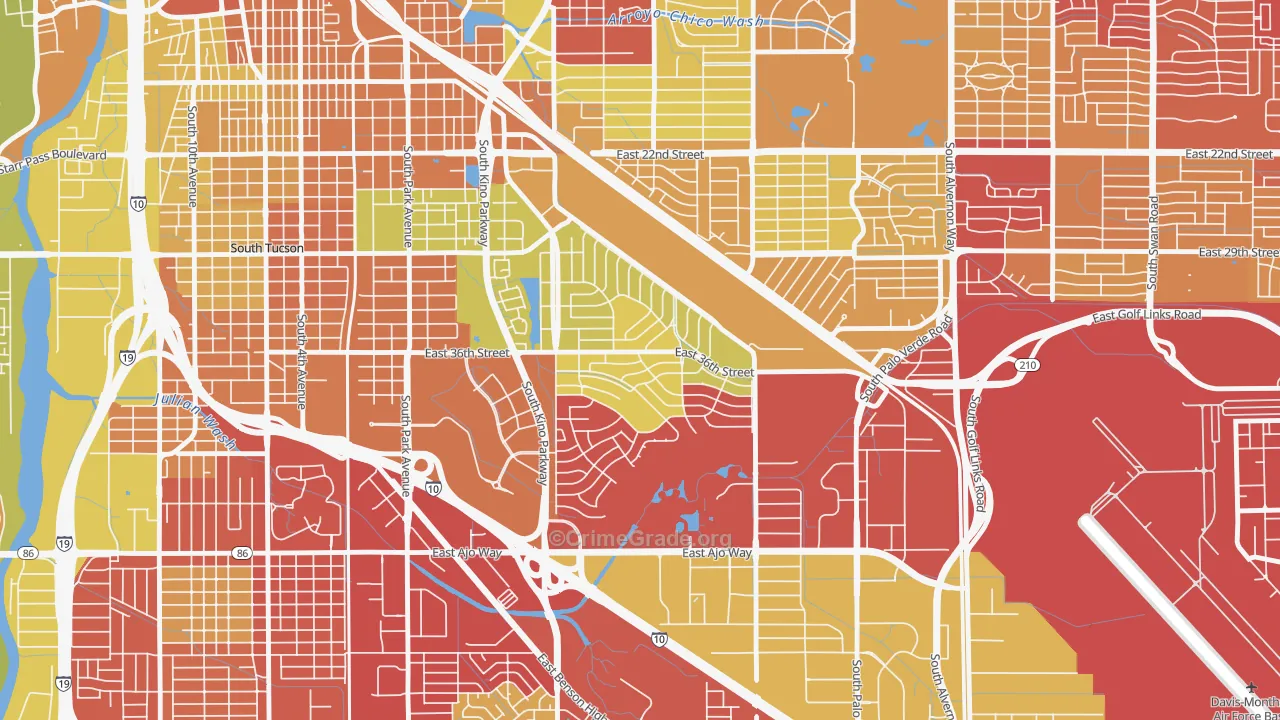 Las Vistas, Tucson, AZ Map of Vehicle Theft Rates