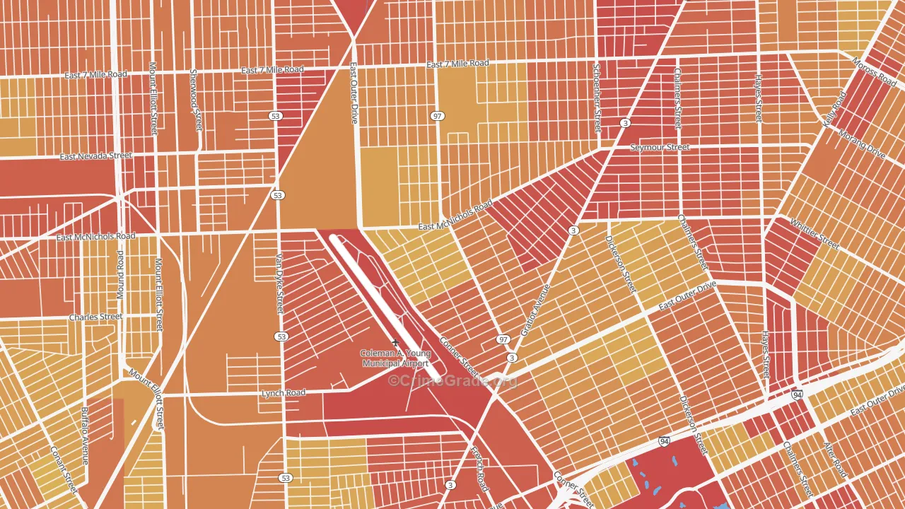 Lasalle College Park, Detroit, MI Map of Vehicle Theft Rates