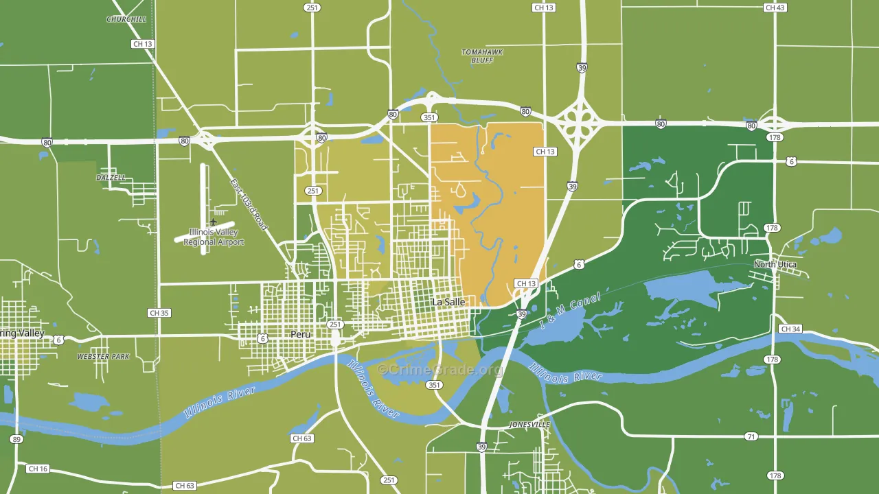 Lasalle, IL Map of Vehicle Theft Rates
