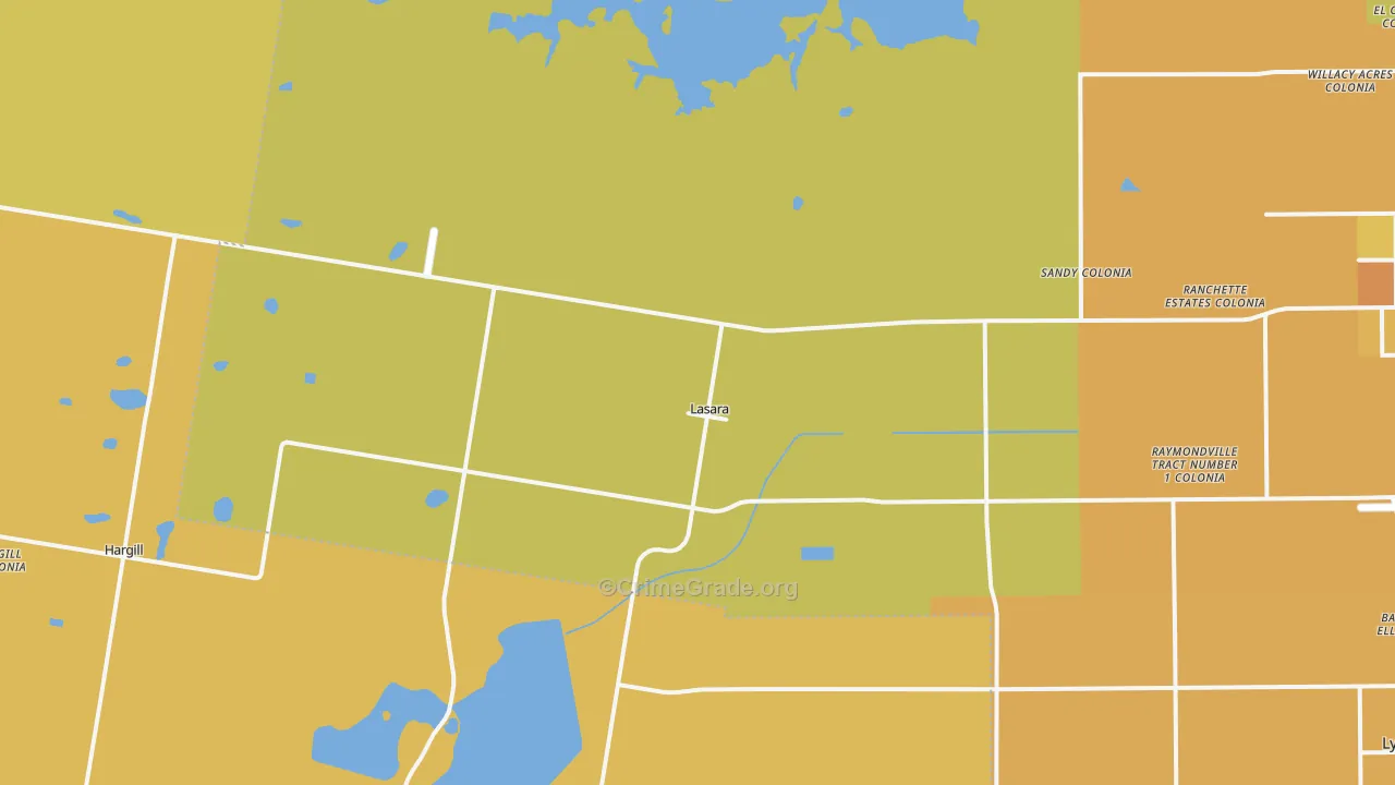Lasara, TX Map of Vehicle Theft Rates