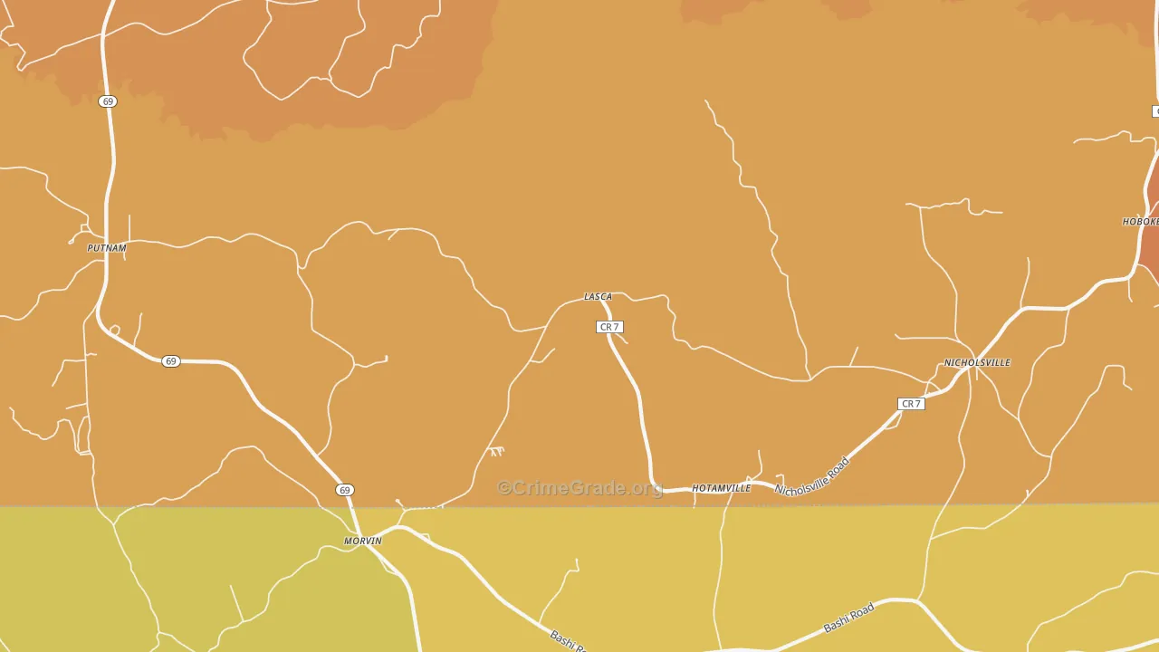 Lasca, AL Map of Vehicle Theft Rates