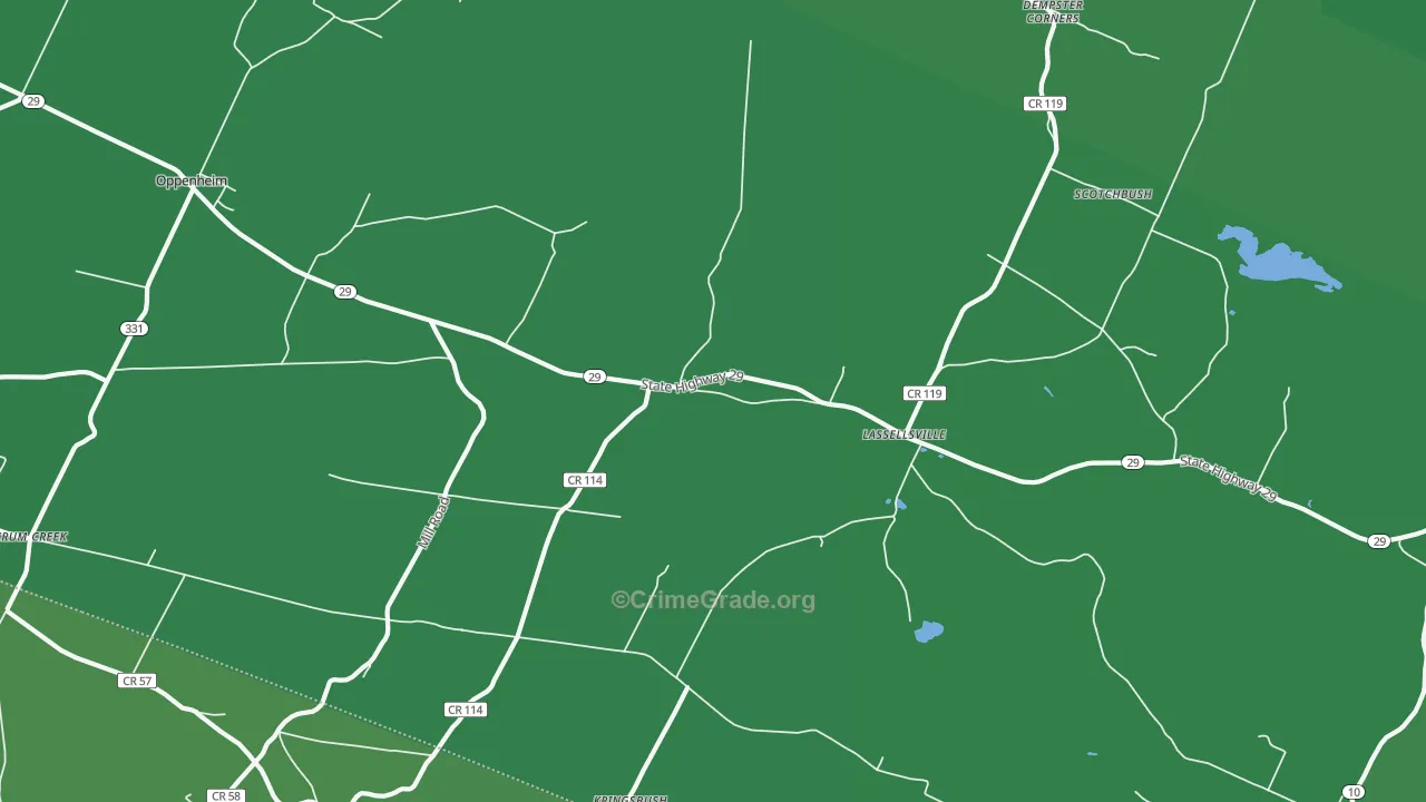 Lassellsville, NY Map of Vehicle Theft Rates
