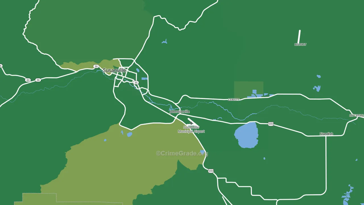 Lassen County, CA Map of Vehicle Theft Rates