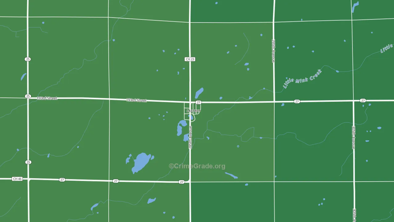Lastrup, MN Map of Vehicle Theft Rates