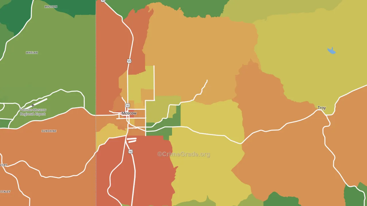 Latah County, ID Map of Vehicle Theft Rates