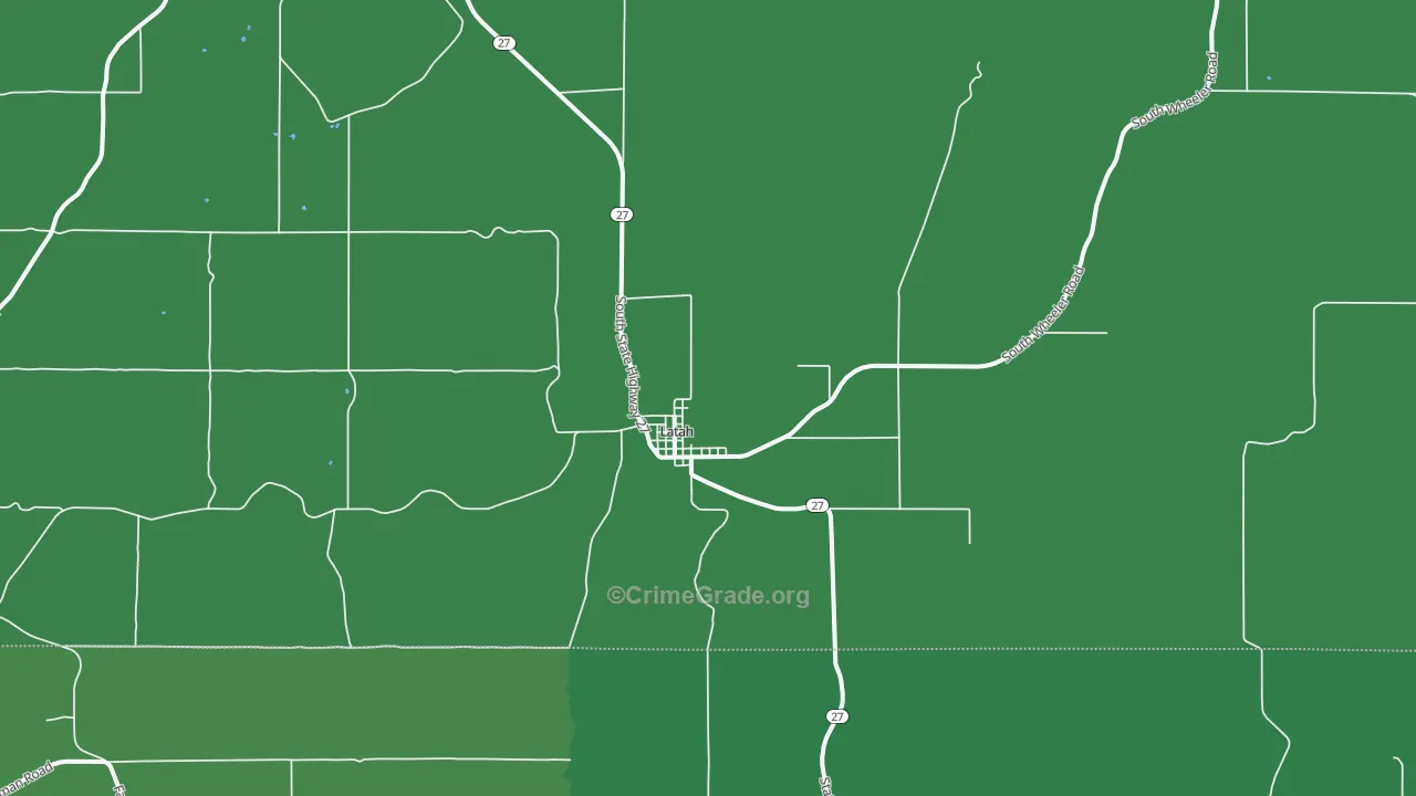 Latah, WA Map of Vehicle Theft Rates