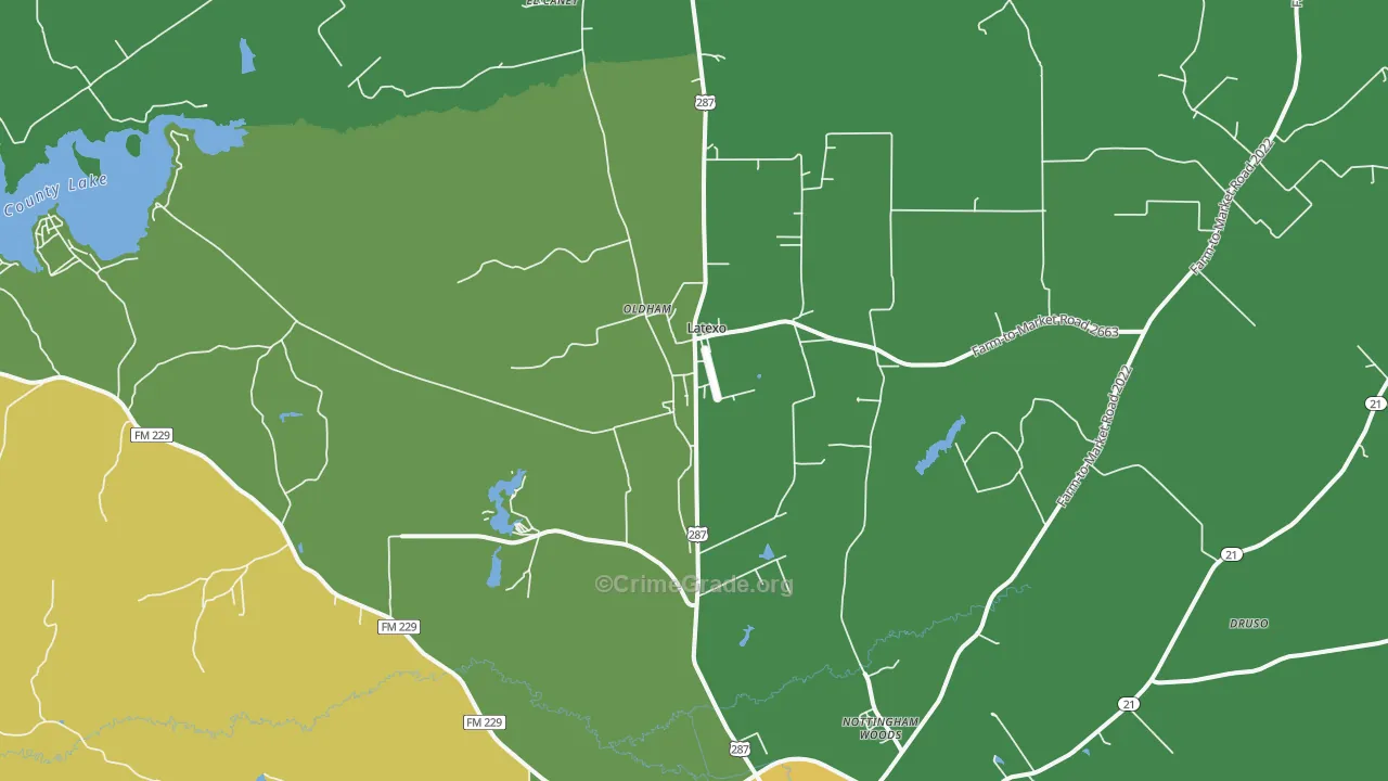 Latexo, TX Map of Vehicle Theft Rates