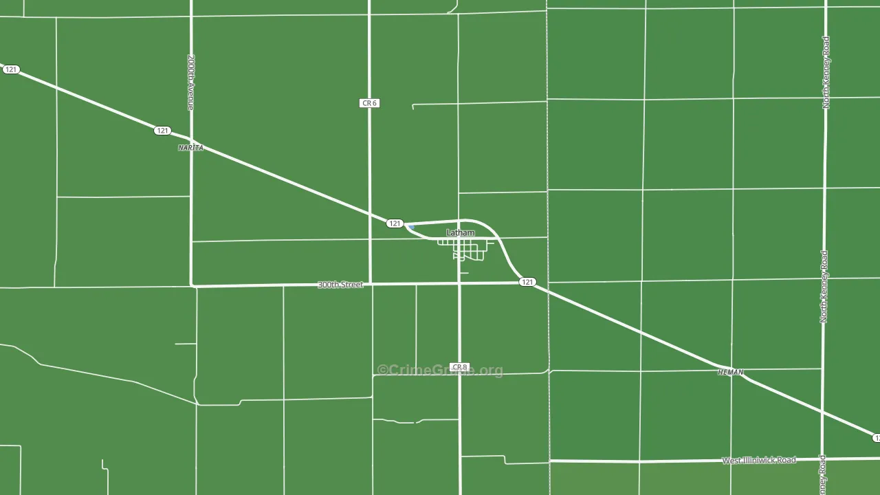 Latham, IL Map of Vehicle Theft Rates