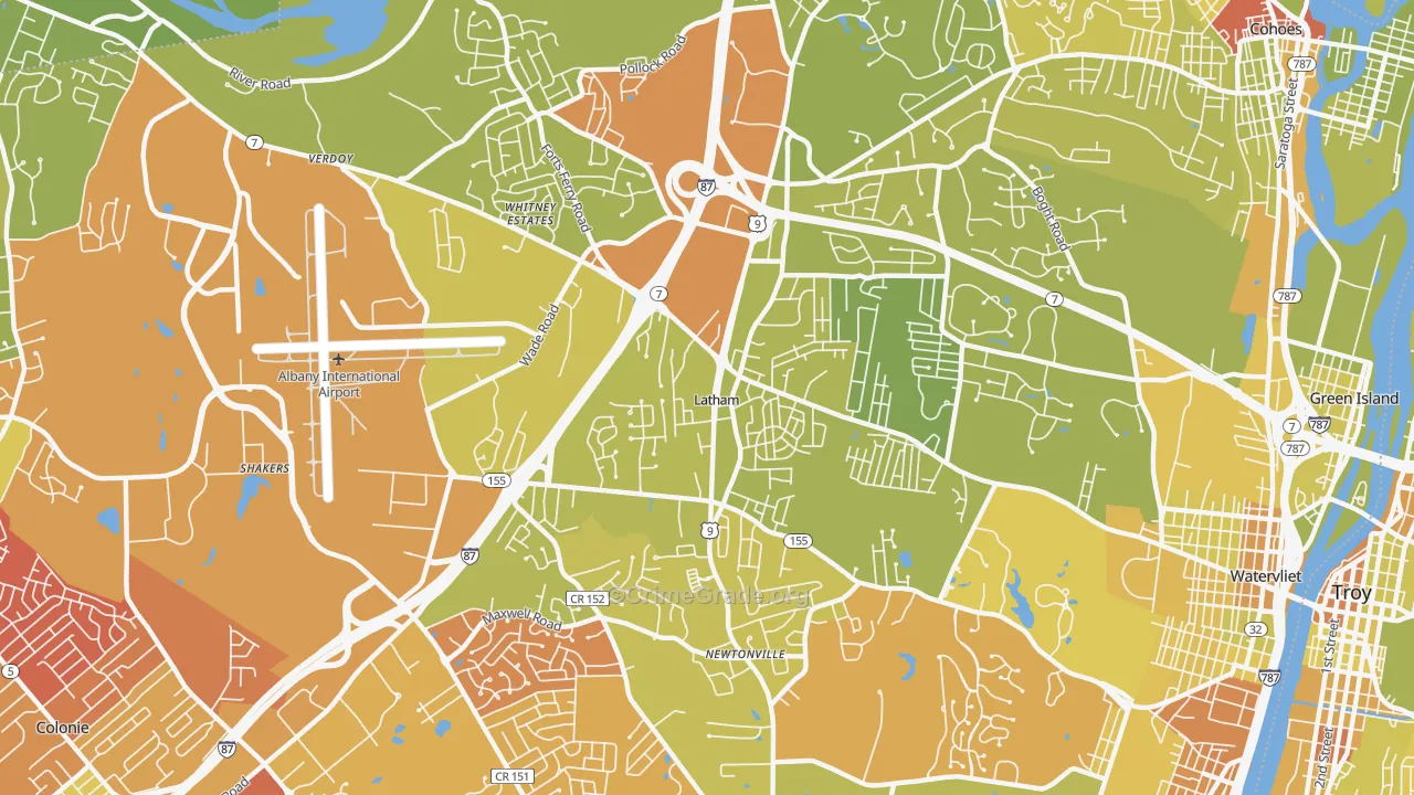 Latham, NY Map of Vehicle Theft Rates