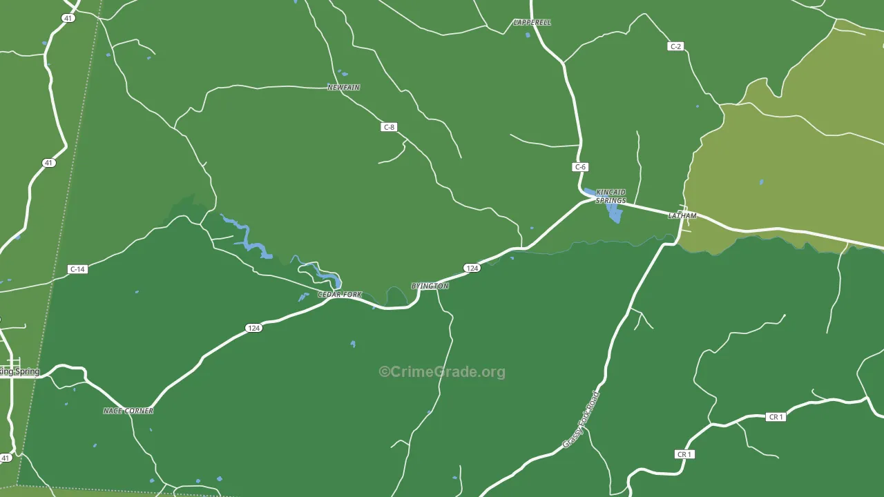 Latham, OH Map of Vehicle Theft Rates