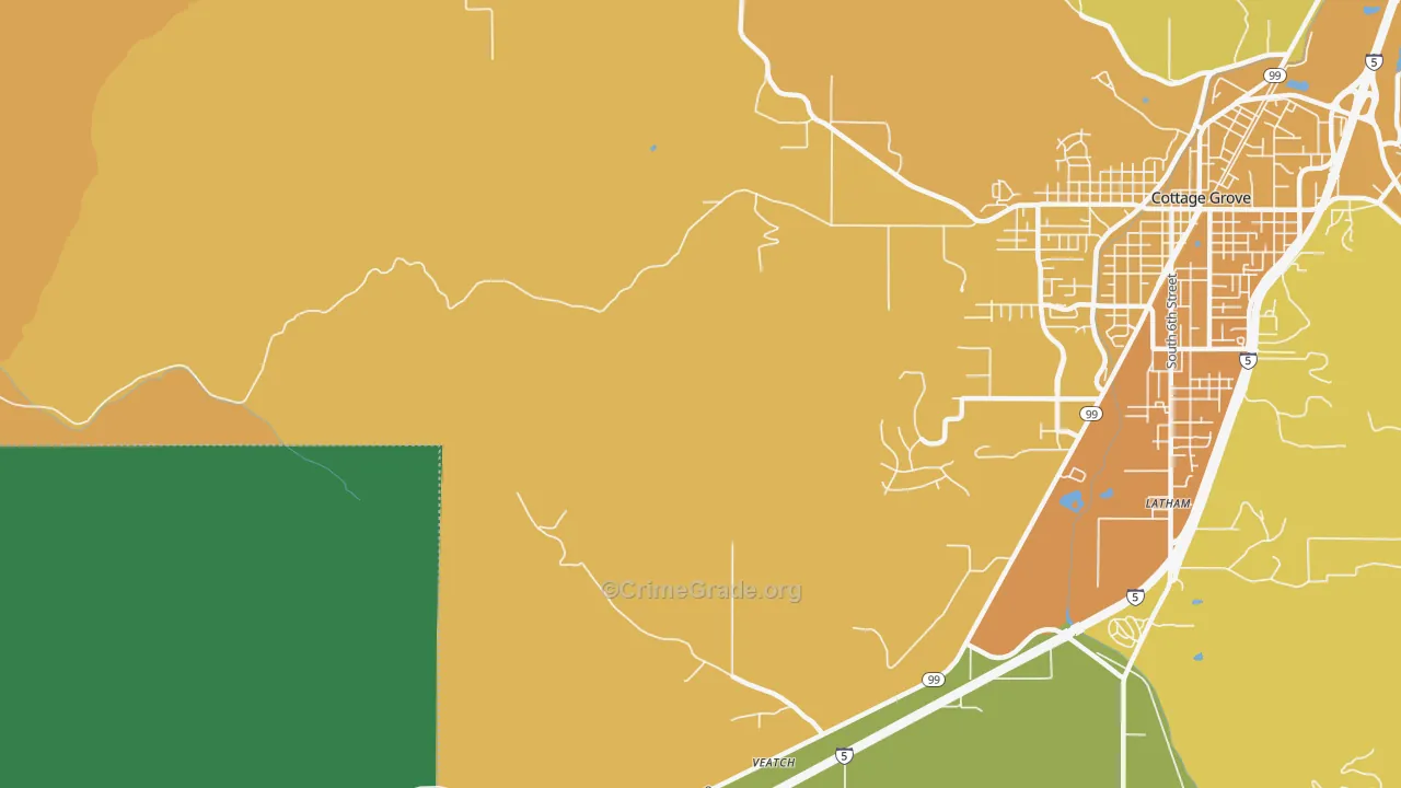 Latham, OR Map of Vehicle Theft Rates