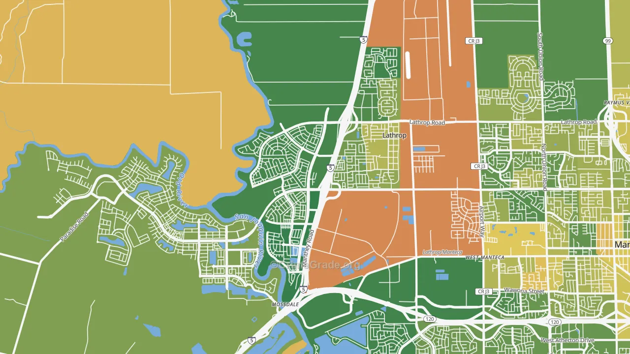 Lathrop, CA Map of Vehicle Theft Rates