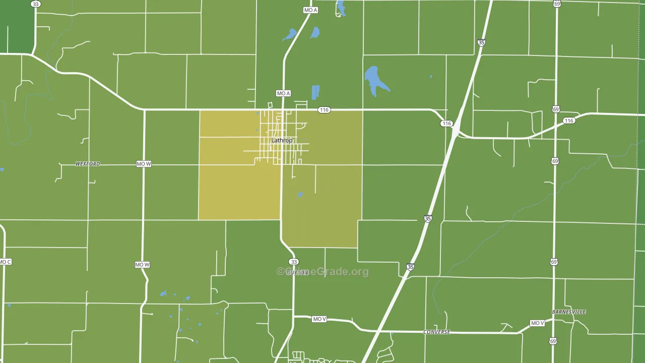 Lathrop, MO Map of Vehicle Theft Rates