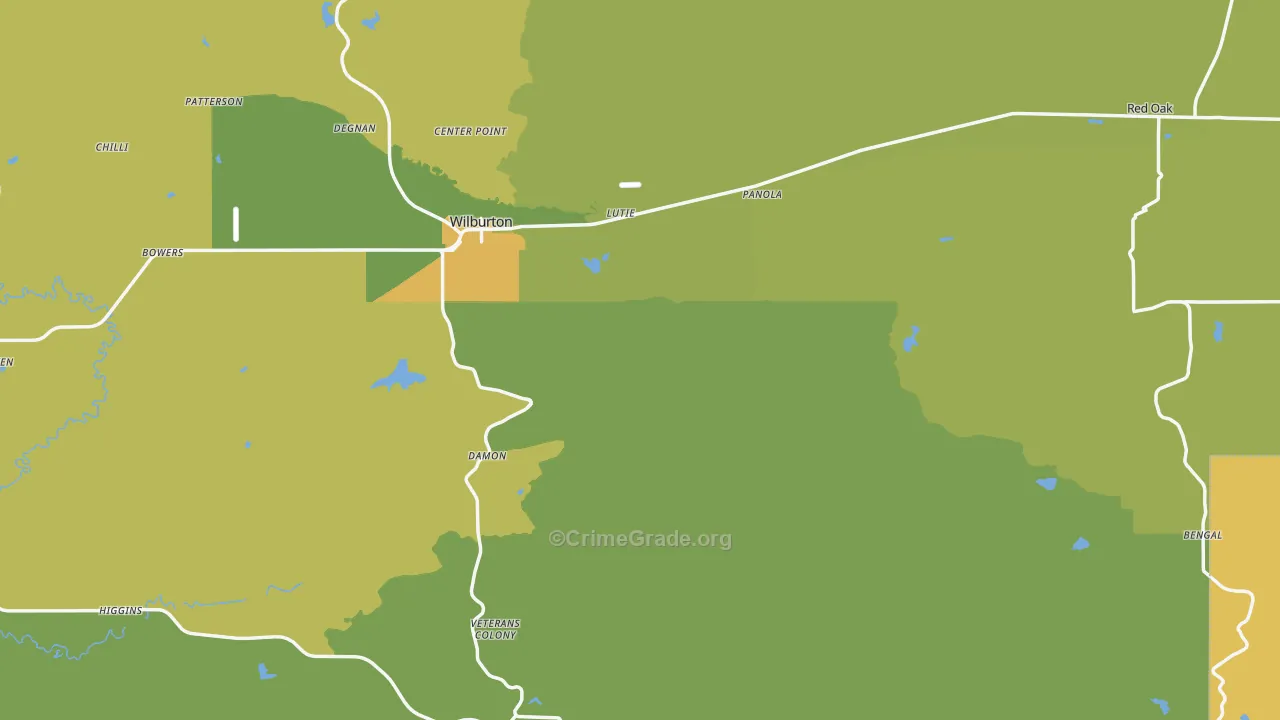 Latimer County, OK Map of Vehicle Theft Rates