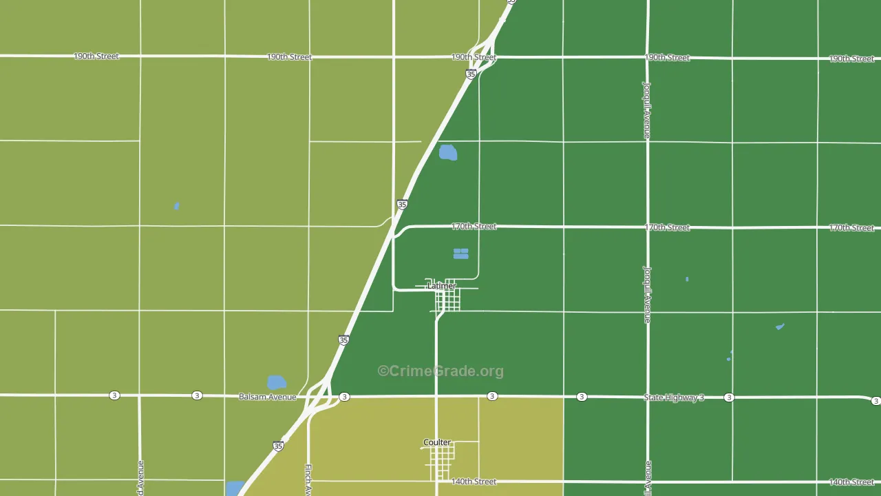 Latimer, IA Map of Vehicle Theft Rates