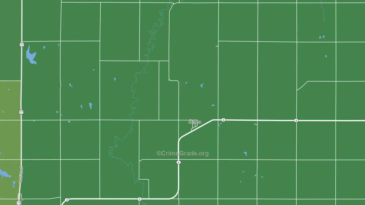 Latimer, KS Map of Vehicle Theft Rates