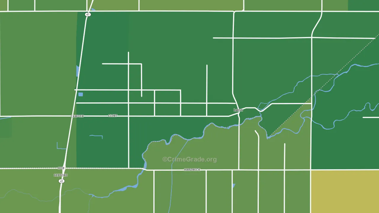 Laton, CA Map of Vehicle Theft Rates