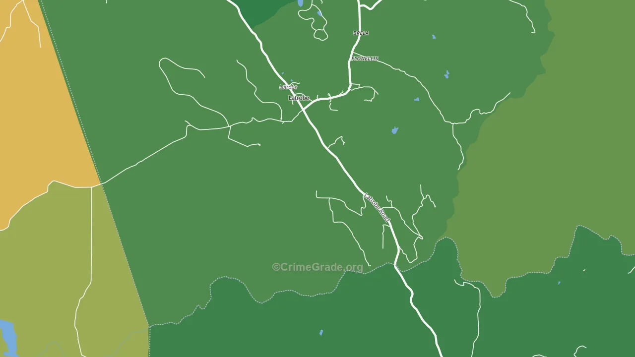 Latrobe, CA Map of Vehicle Theft Rates