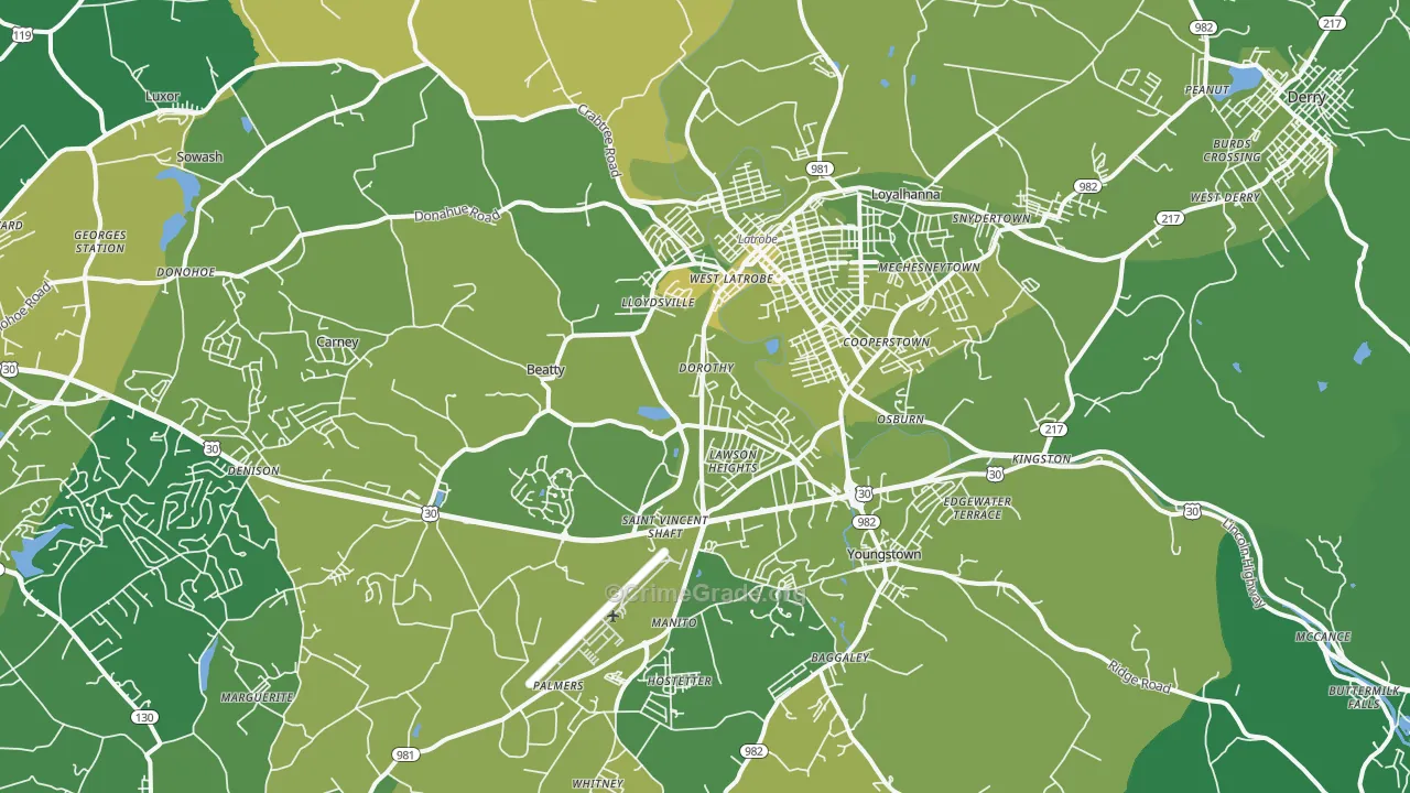 Latrobe, PA Map of Vehicle Theft Rates
