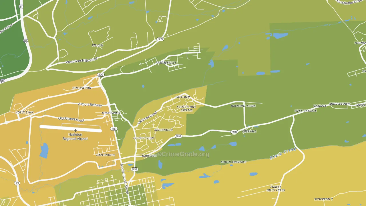 Lattimer, PA Map of Vehicle Theft Rates