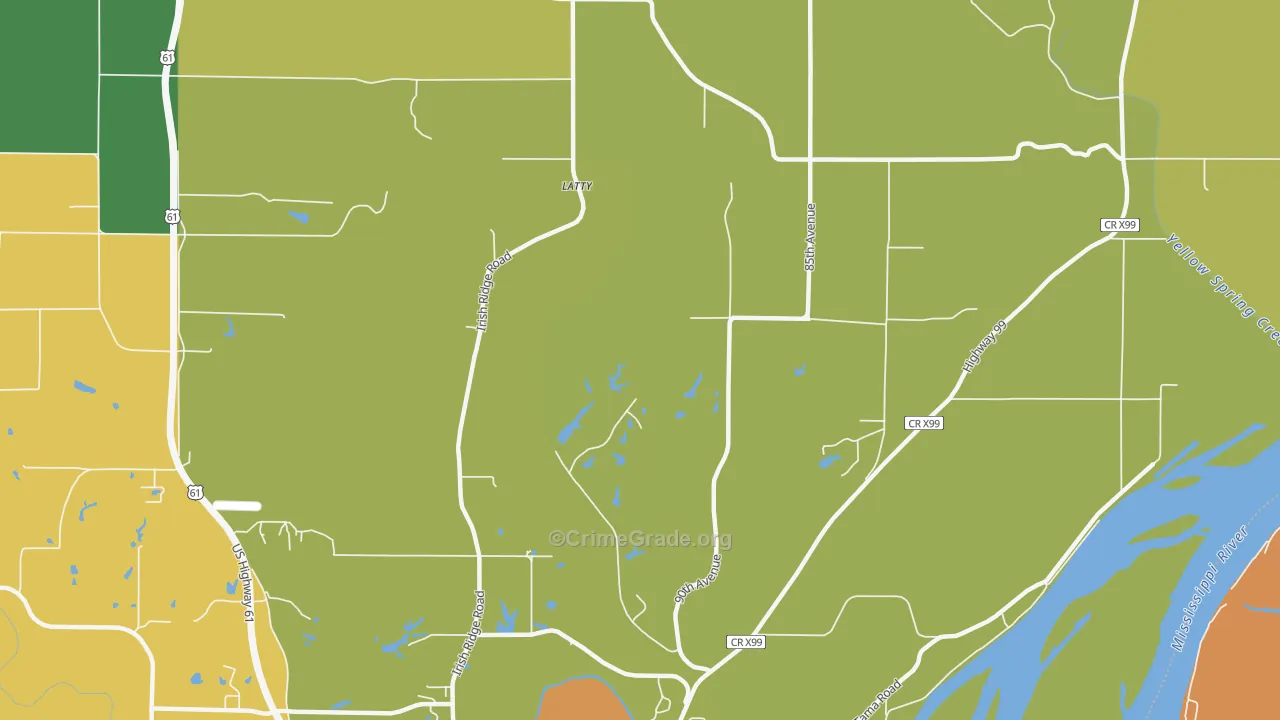Latty, IA Map of Vehicle Theft Rates