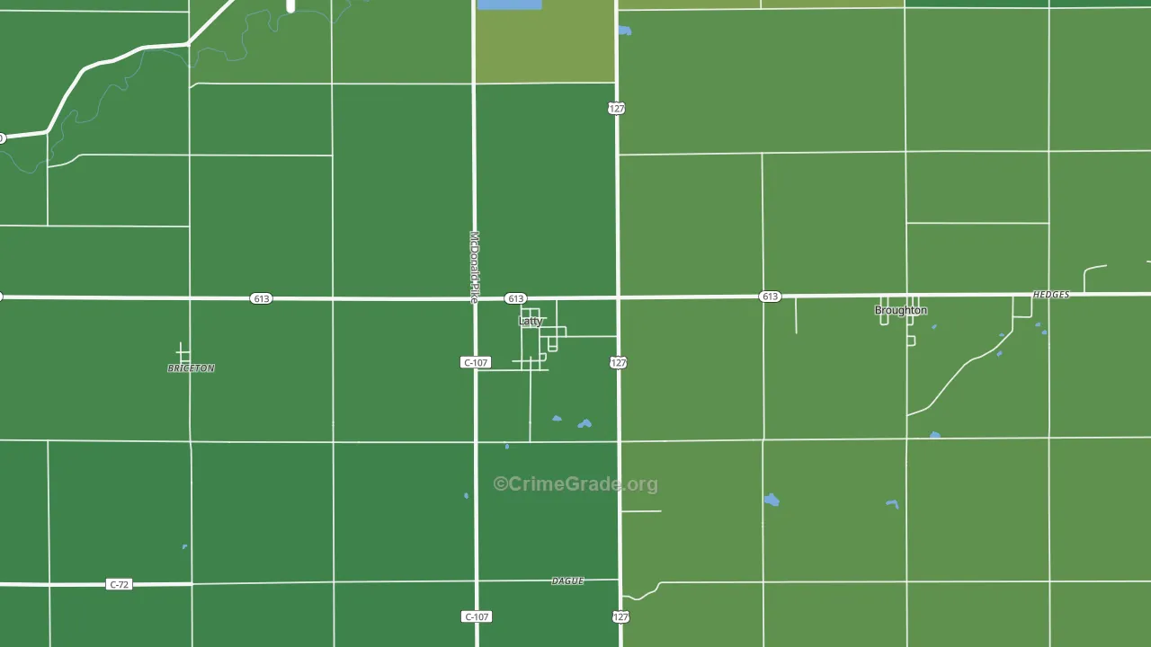 Latty, OH Map of Vehicle Theft Rates